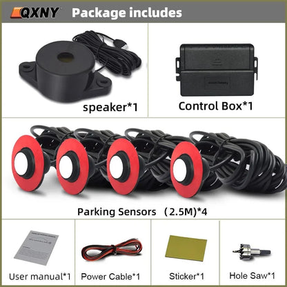 Flush Mount 4 Probe Reverse Parking Sensor Adjustable Depth Bumper Backup Radar System with Distance Alert  Aid