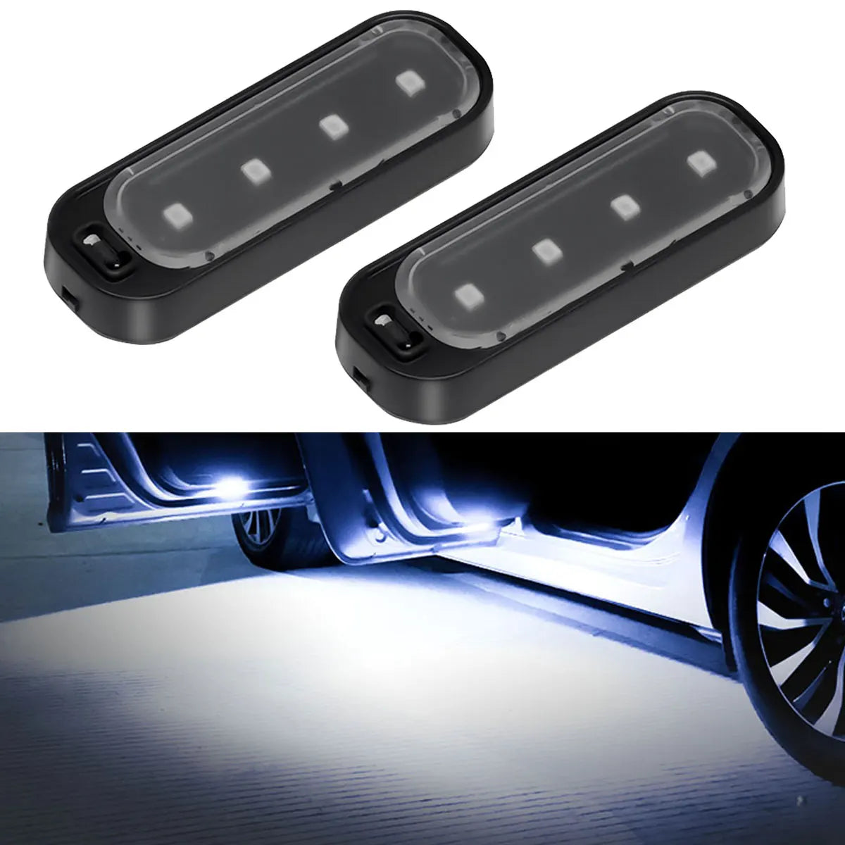 2/4pcs Car LED Door Light USB Charging Wireless Door Warning Lights Safe Anti-collision Signal Lamp Welcome Atmosphere Light