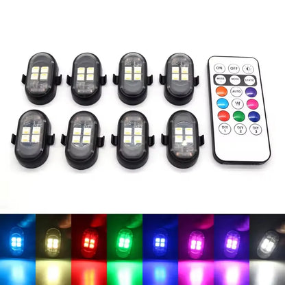 Upgrade RGB Car Atmosphere Lights, Larger Battery & Brighter, Type-C Charging Cable, Wireless Remote Multi-Mode for Car Motorcyc
