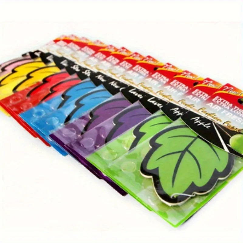 6/12/18/24/48/60pcs Leaf Shape Car Air Freshener Natural Tea Paper Auto Hanging Vanilla Perfume Fragrance Accessories Interior