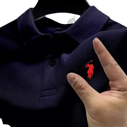 New Men's High-Quality Embroidered Logo Short-Sleeved Polo Shirt, Summer Fashion, Casual, Comfortable, Breathable T-Shirt Top