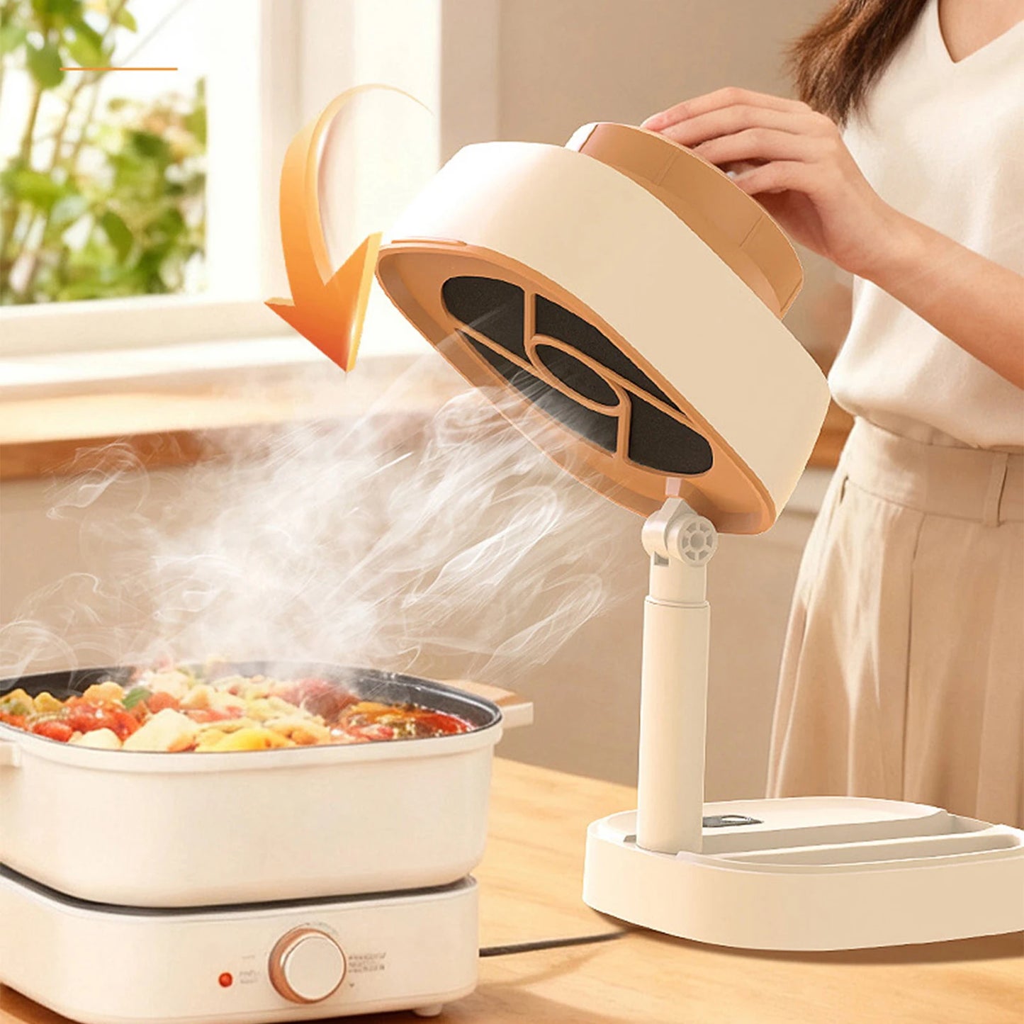 USB Rechargeable Desktop Mini Range Hood Foldable 5 Speed Suction Portable Tabletop Exhaust Fan for Hot Pot BBQ Apartment Use