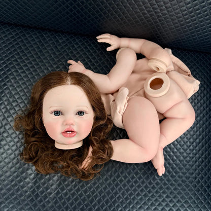 24inch Already Painted Reborn Doll Kit Popular Lottie DIY Doll Parts with Rooted Hair Handmade Reborn Kit Visible Veins
