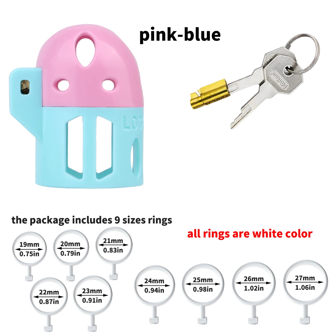FRRK ABS Mixed Color Male Chastity Cage Lightweight Breathable Hollow Straight Plastic Cock Lock No Base Rings Ergonomic Design