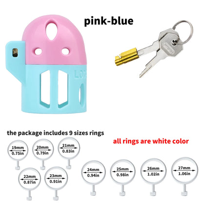 FRRK ABS Mixed Color Male Chastity Cage Lightweight Breathable Hollow Straight Plastic Cock Lock No Base Rings Ergonomic Design