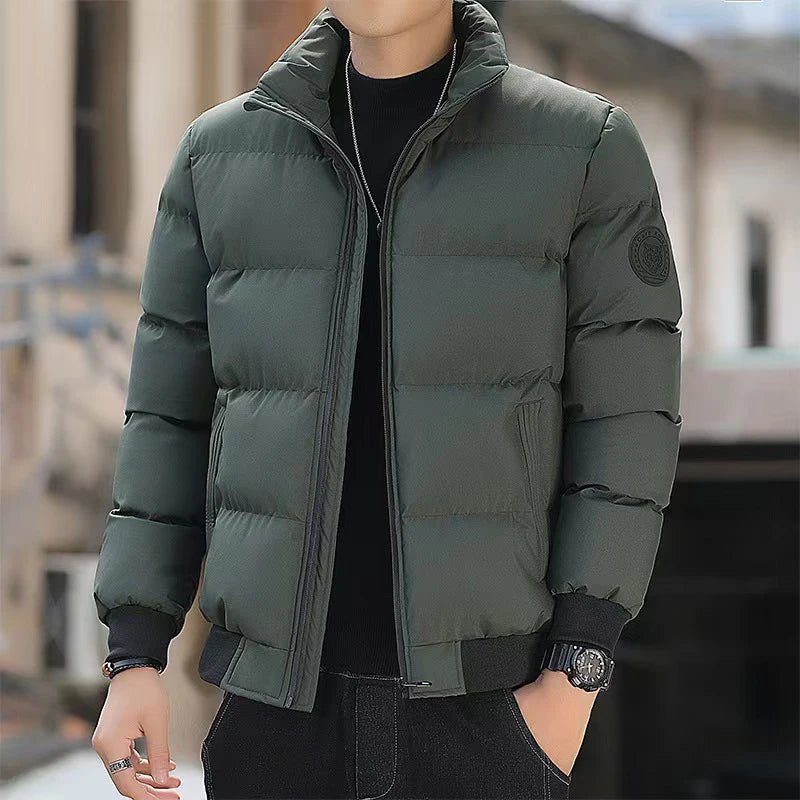 Autumn Winter Stand Collar Padded Jacket Men's Thick Warm Fashion Down Parka Coat Men Business Casual Puffer Jackets Clothing
