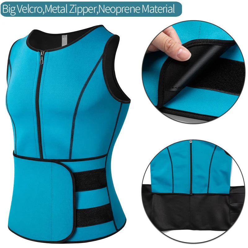 Men's Body Shaper Waist Trainer Sauna Vest Double Belt Sweat Shirt Corset Top Abdomen Slimming Shapewear Fat Burn Fitness Suits