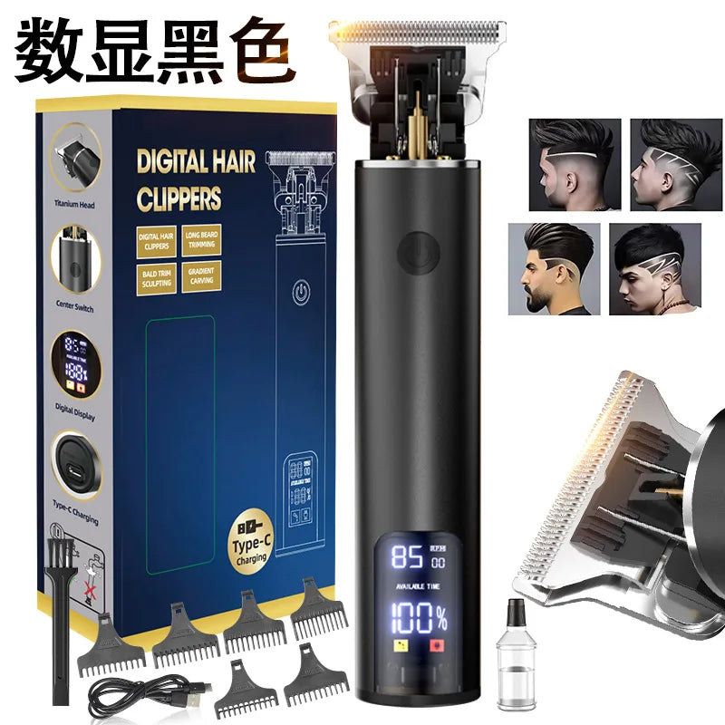 Professional Electric Hair Clipper - Fast Charging Bald Head Trimmer with Oil forCarving Home & Barber Use