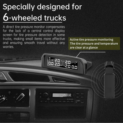 Temperature Warning Tire Pressure Monitoring System Solar TPMS With 6 External Sensors Car Tyre Pressure Monitor for   Truck RV
