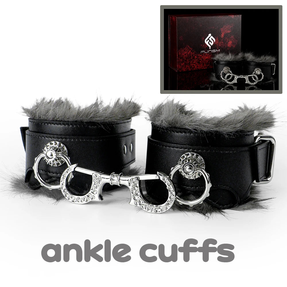 NNSX Microfiber Leather BDSM Paddle/Fluffy Handcuffs/Collar Bondage Sex games Erotic Toys Sex Toy for Men Women Couples