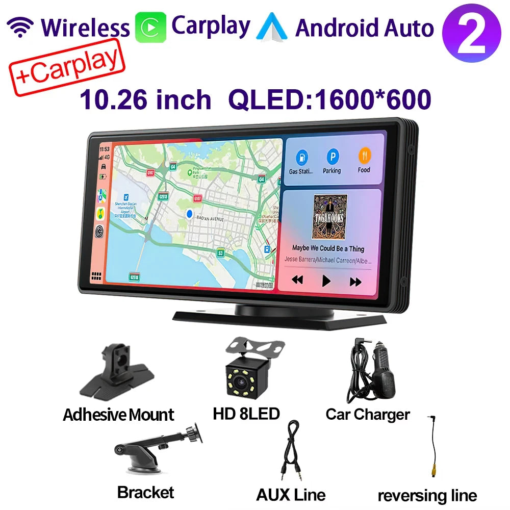 10.26” QLED Screen Universal autoradio MP5 Car Radio MultimediaI  WIFI Wireless Carplay Android Auto for Apple Or Android