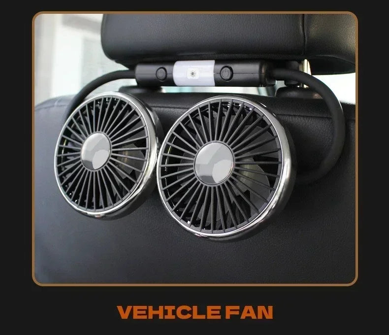 Car Fan 360° Car Seat Back Cooling Fan USB Charge Dual Head Fan Adjustable Rotation Neck Cooler for Car Home Accessories
