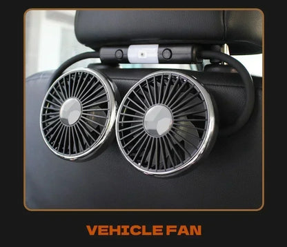 Car Fan 360° Car Seat Back Cooling Fan USB Charge Dual Head Fan Adjustable Rotation Neck Cooler for Car Home Accessories