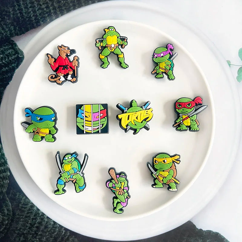 16-100PCS Green Cartoon Shoe Charms For Clogs Diy Shoe Decorations Accessories PVC Buckle Decorate Boy Birthday Party Gift