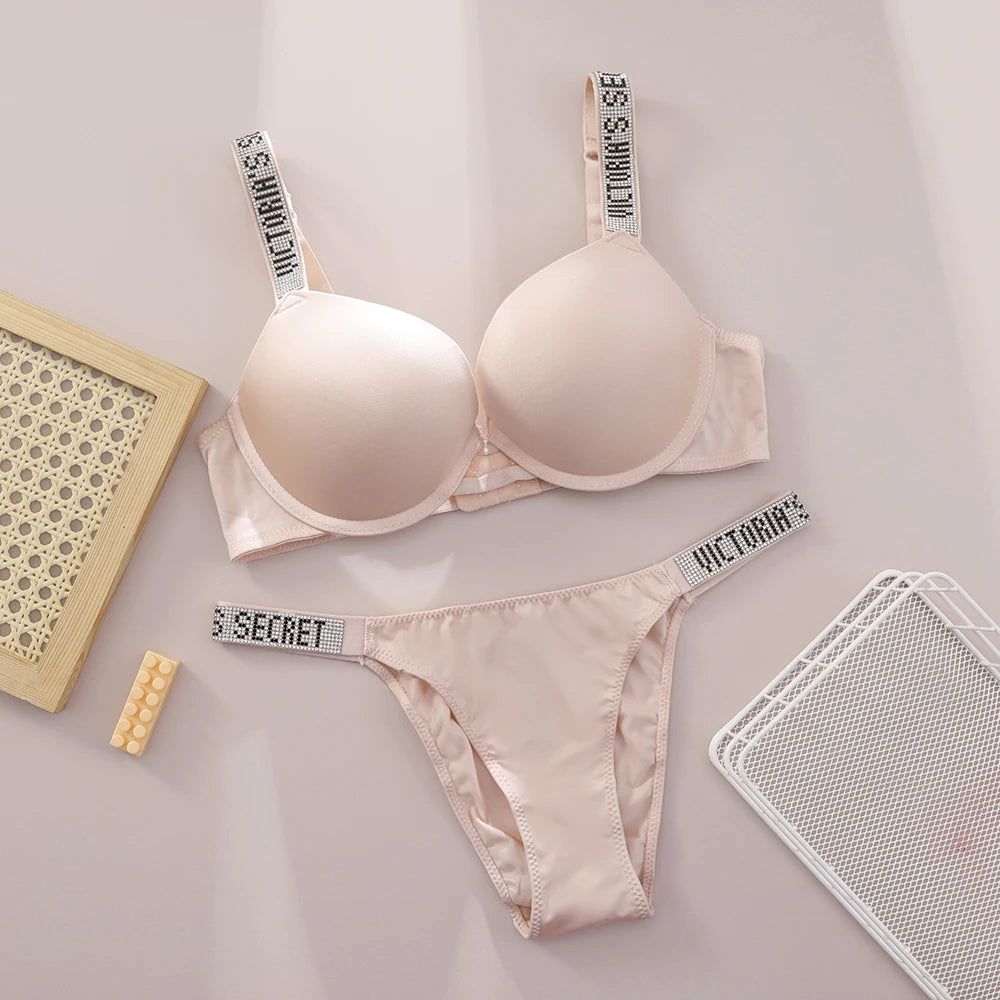 V Lingerie Set Underwear Set Bra Panty Set Women Lace Push Up Bralette Seamless Comfortable Breathable Lingerie Home Wear Set
