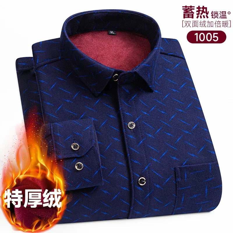 Plaid Shirts For Men Cotton Flannel Warm Winter Long Sleeve Button Plus Size Business Dress Smart Shirt Casual Easy Care Clothes