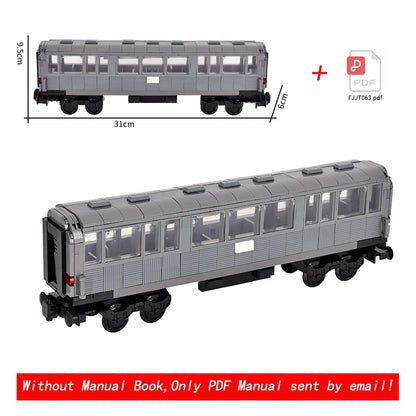 26cm Retro Double-Deck Passenger Train Car Building Blocks Model Green Gray Classic Train Display Toy for Hobbyists