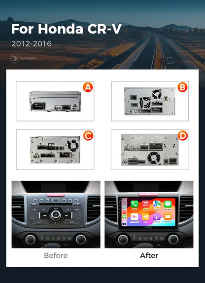 Ainavi Car Radio For Honda CRV CR-V 2012-2016 Carplay Android Auto Qualcomm Car Stereo Multimedia Player 4G Wifi DSP 48EQ