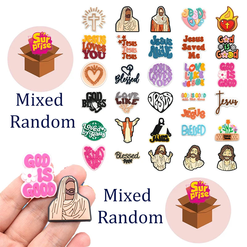 10-93PCS  God Jesu Shoes Charms DIY PVC Shoe Bag Accessories For religious belief Pendant Decoration Adult Kids  Gifts