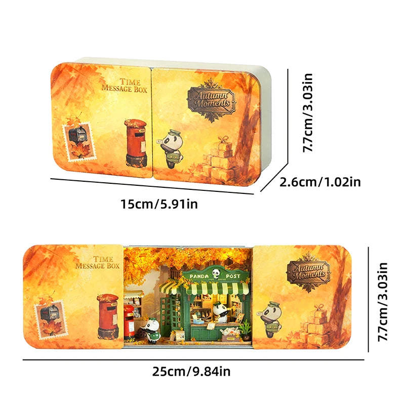 Mini 3D puzzle iron box assembly model doll house kit DIY handmade toy doll house bookshelf set, wooden crafts birthday gift