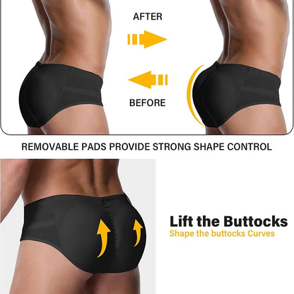 Miss Moly Mens Padded Underwear Butt Enhancer Shapewear Sexy Butt Lifter Boxers with Detachable Pads Soft Breathable Underwear