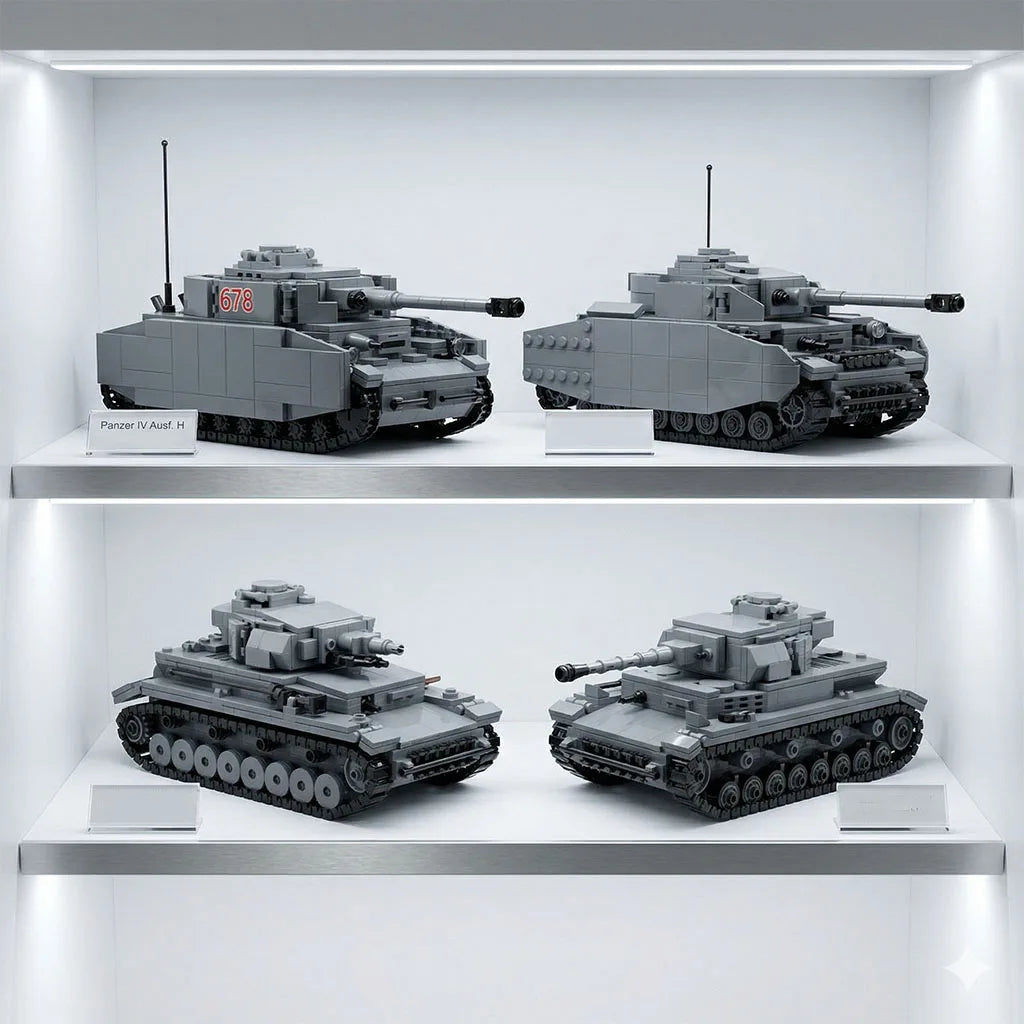 WW2 German Panzer IV Tank D F G J H Collection Building Blocks Set Military Armored Vehicle Bricks WWII PZ IV Model Toy Gift