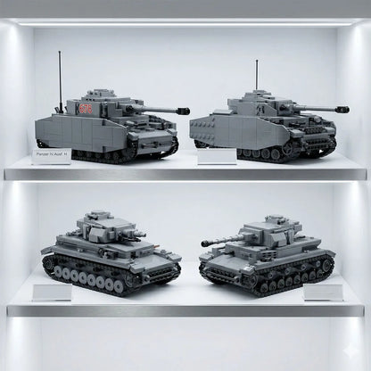 WW2 German Panzer IV Tank D F G J H Collection Building Blocks Set Military Armored Vehicle Bricks WWII PZ IV Model Toy Gift