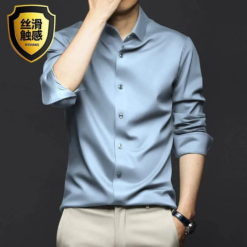 Men's White Shirt Long Sleeve Non iron Business Dress Slim Fit Korean Version Professional Work White Casual Men's Suit Shirt