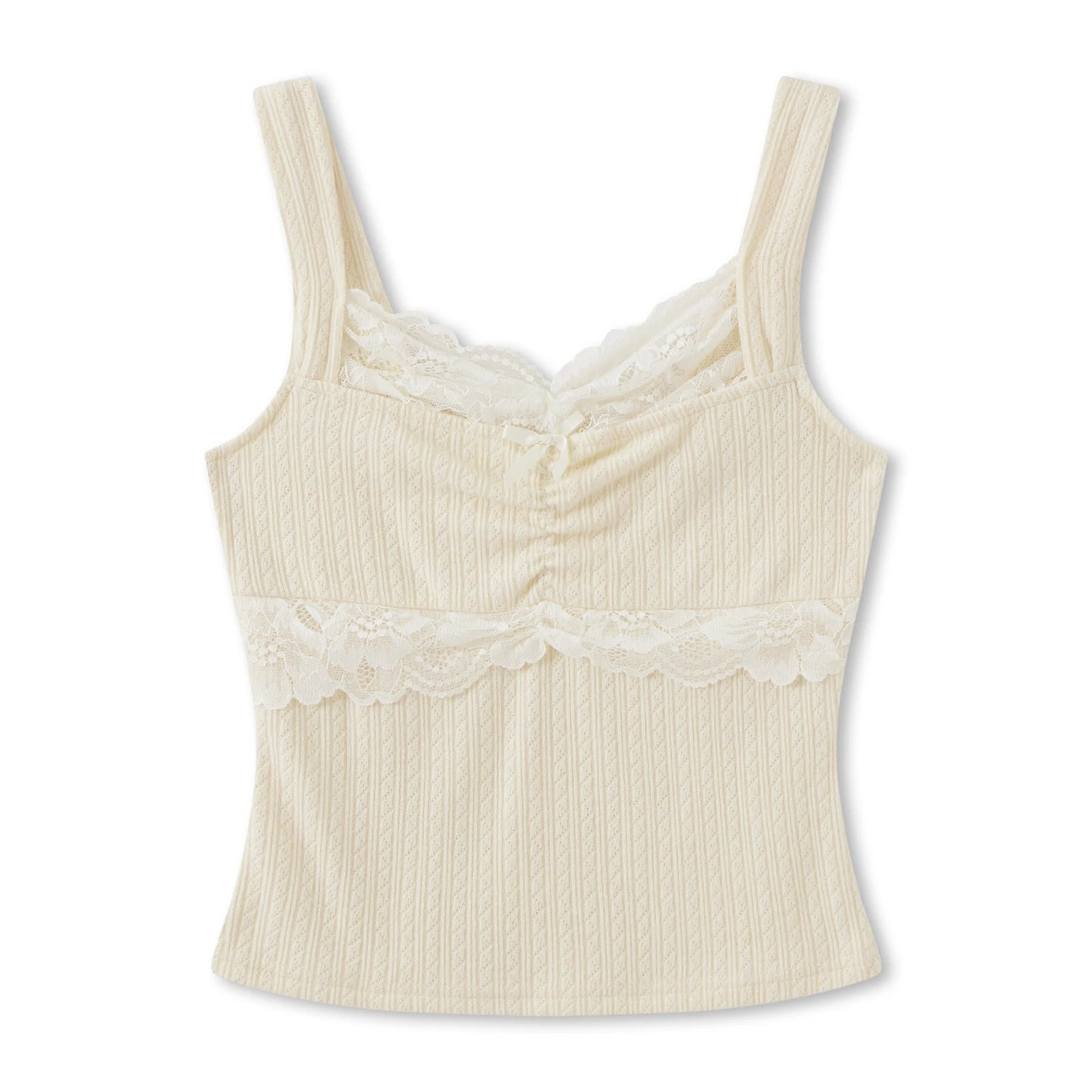 Y2k Coquette Lace Trim Crop Top Women 00s Vintage Aesthetic Grunge Slim Fit Vest Retro Cottage Tank Tops Clothes