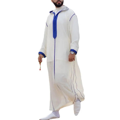 White Muslim Slim Fit Mens Thobe Robe Shirt