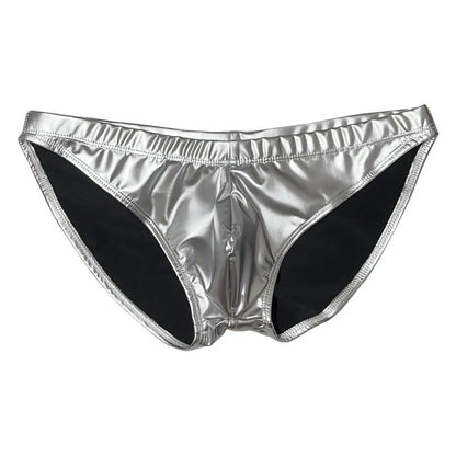 Underpants Men Swimming Briefs Faux Leather M-3XL Size Glossy Low Rise U Pouch Water Proof Swim Shorts Trunks