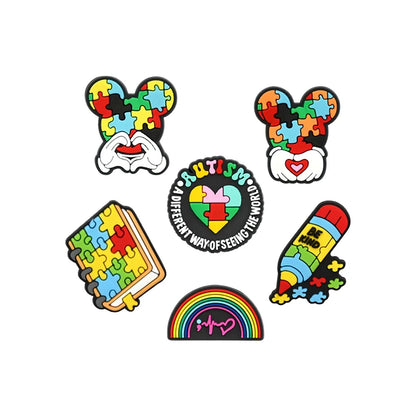 21PCS Autism Stationery  Fall Winter Shoe Charms Garden Shoe Accessories Buckle Fit Clogs Sandals Decorate kids Xmas Gifts