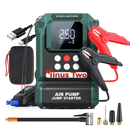 2000A Car Jump Starter Power Bank Portable 150PSI Air Pump Car Battery Emergency Boosters Starting Device Car Starter