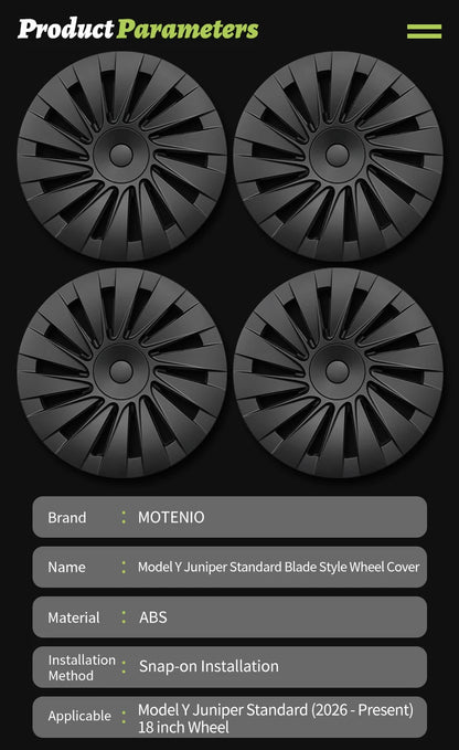 4PCS for Tesla Model Y 2026 Standard 18 Hub Caps, Full Rim Covers Replacement Wheel Cover Accessories for Standard Edition