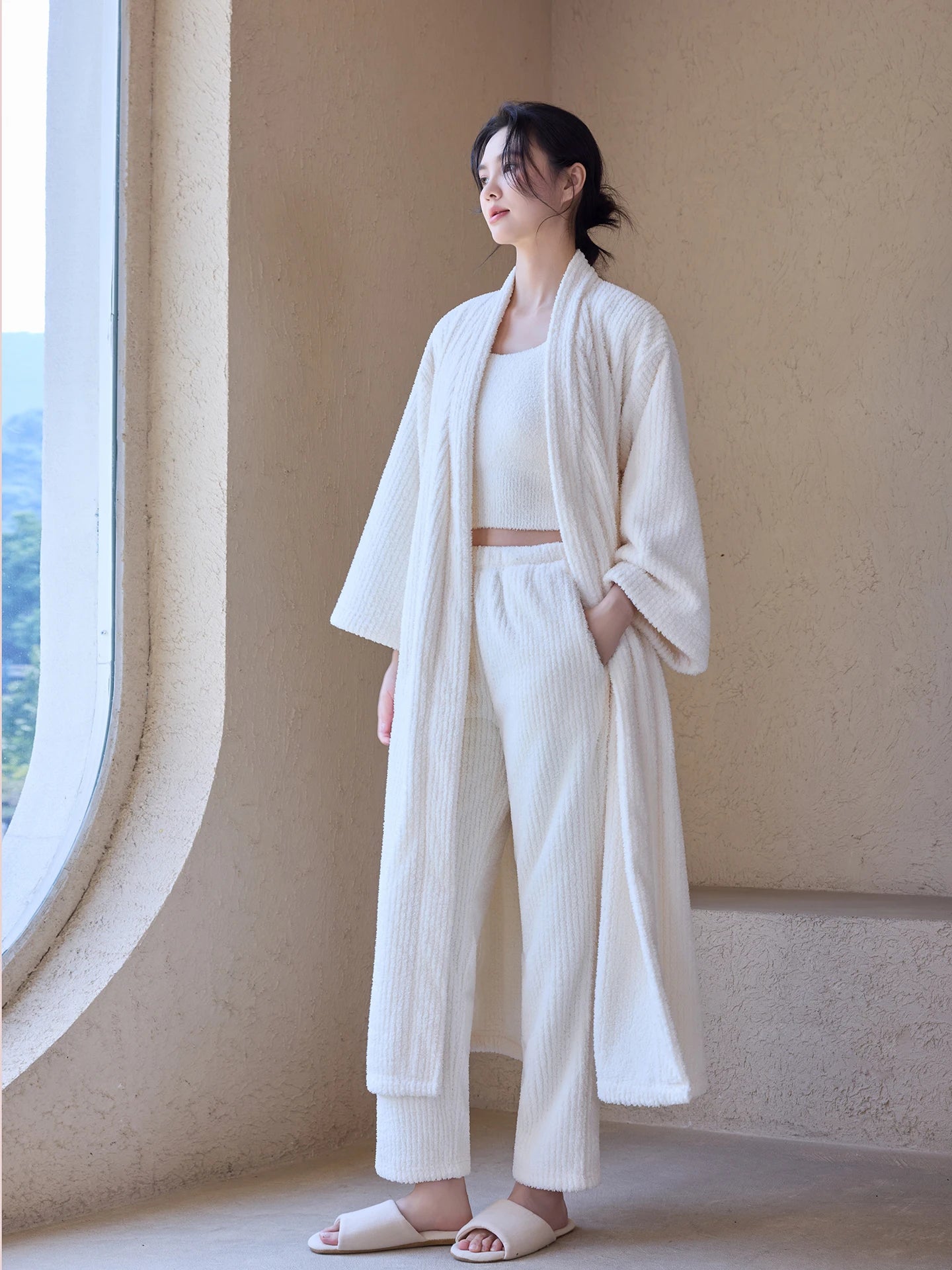 Thi Coral Fce Spwear Long Sle Women's Robe Warm Sexy Pure Desire Couples Bath Robe Men's Sle Home Comfort Wear