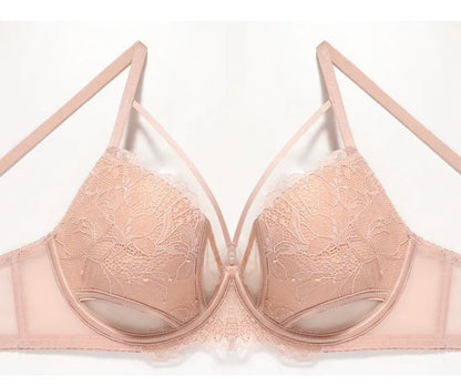 Hot Sale French Lace Bra Soft Underwire High Support Push Up Anti Sagging Sexy Nude Back Stylish Bra Size S-XL 32-38 Hot Search