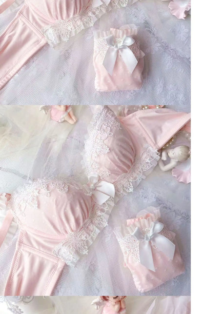 YUQI Sexy Japanese Sweet Bra Set G Cup Large Cup Women's Underwire Heavy Lace Thin Cup Comfort Pure & Sensual Lingerie  push up