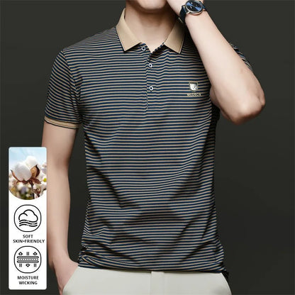 Top Grade Summer Brand Designer Polo Shirts For Men Summer Stripped Slim Fit Short Sleeve Casual Tops Fashions Men Clothes 2025