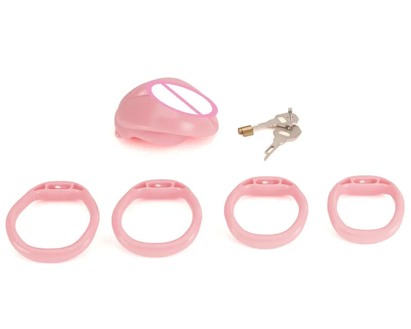 Soft Realistic Pussy Male Chastity Cage Lightweight Penis Bondage Gear Dick Cage with 4 Size Cock Rings CB Sex Toys for Man Gay