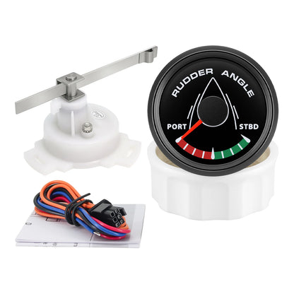 52MM Rudder Angle Indicator with 8 colors backlight Waterproof Rudder Position Gauge with Sensor 0-190ohm for Boat Yacht Marine