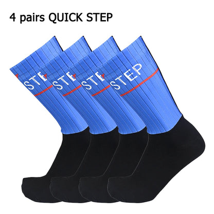 4 pairs of sports multi style anti slip breathable silicone men's and women's outdoor cycling running socks