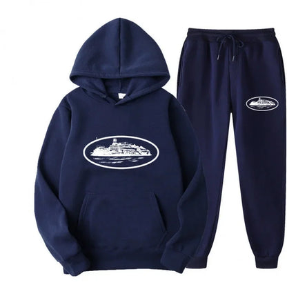 NICE Loose Unisex Fleece-lined Printed Sweatshirt Hoodie Set Devil Prisoner Pattern Eco-Friendly Soft Comfortable Casual Wear