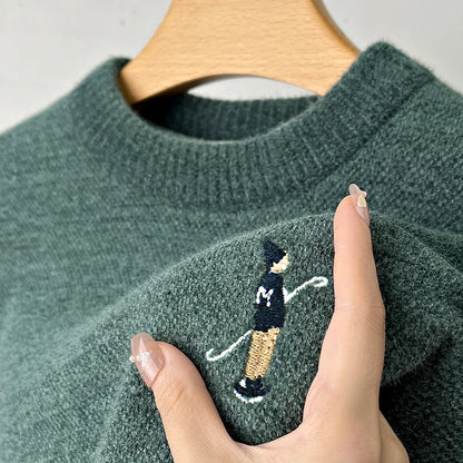 Luxury Quality Man Long-Sleeved Knitwear Round Neck Delicate Embroidery Spring New Sweater Leisure Warm Pullover Hot Men's Wear