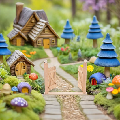 Miniature Double Door Garden :12 Scale Solid Wood for Dollhouse Outdoor Courtyard Street Scene Realistic Decoration