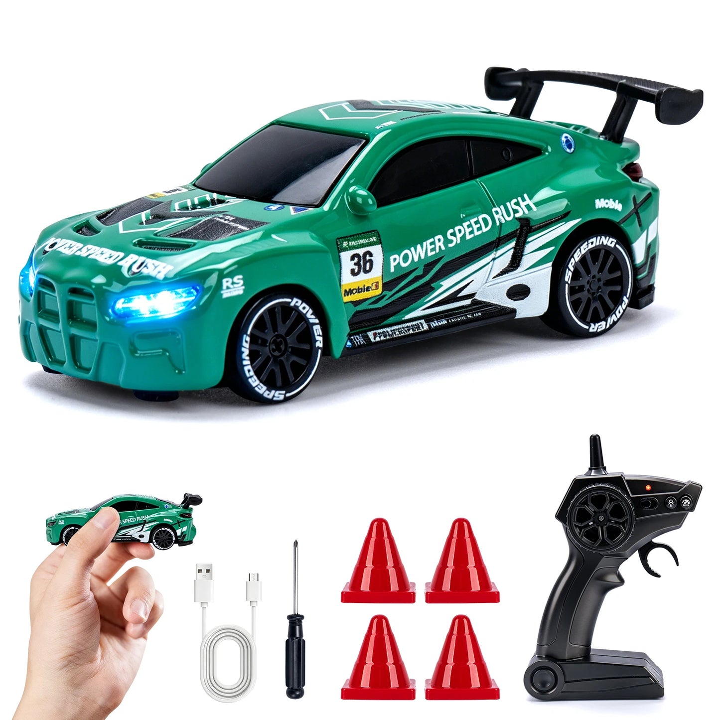 1/64 High Speed Drift RC Car with Light 2.4G 4WD Remote Control Car Mini Racing Model Cars Desktop Full Proportion Cars Gifts