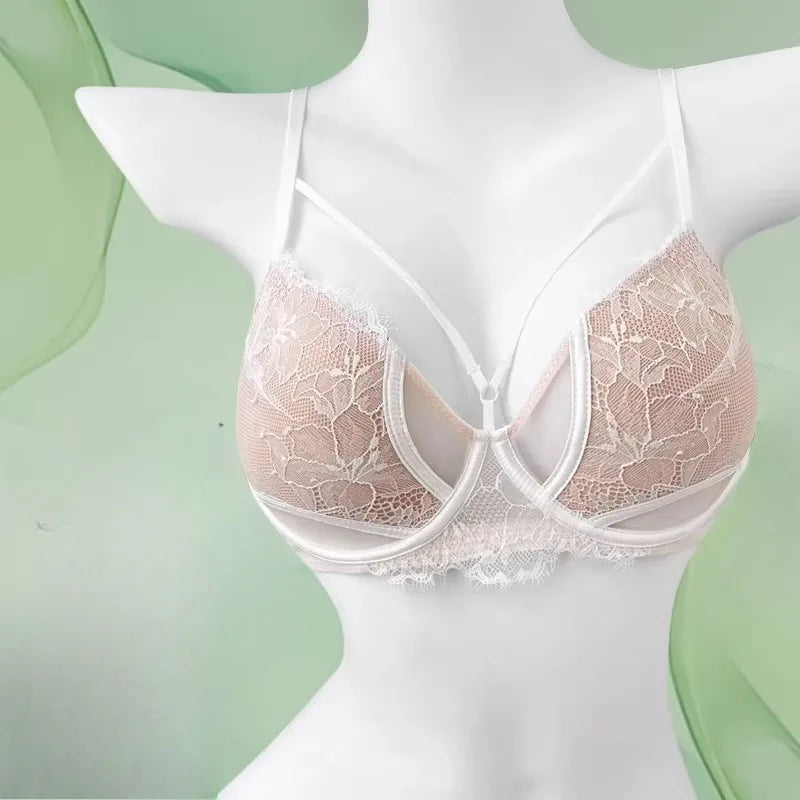 Hot Sale French Lace Bra Soft Underwire High Support Push Up Anti Sagging Sexy Nude Back Stylish Bra Size S-XL 32-38 Hot Search