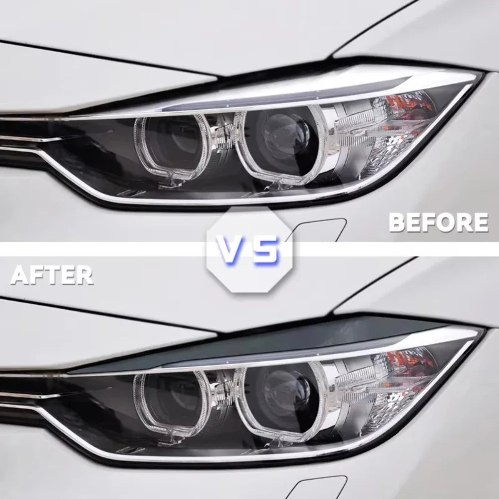 2pcs Car Headlight Eye Lid Covers ABS Carbon Headlight Lamp Eyebrows Trim Stickers for BMW 3 Series F30 F31 318i 320i 2012-2018