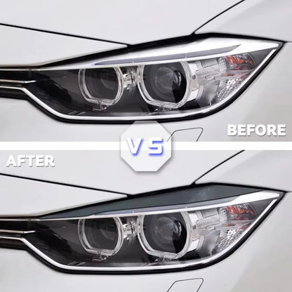 2pcs Car Headlight Eye Lid Covers ABS Carbon Headlight Lamp Eyebrows Trim Stickers for BMW 3 Series F30 F31 318i 320i 2012-2018