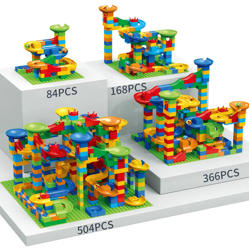84-504PCS Marble Race Run Block Small Size Building Blocks Funnel Slide Blocks DIY Creative Bricks Assemble Toys Gifts