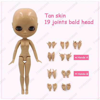 ICY DBS Blyth Doll 19 Joints 30cm 1/6 Scale BJD Body Bald Head No Wig Unpainted DIY Makeup Practice Costume Doll for Collectors